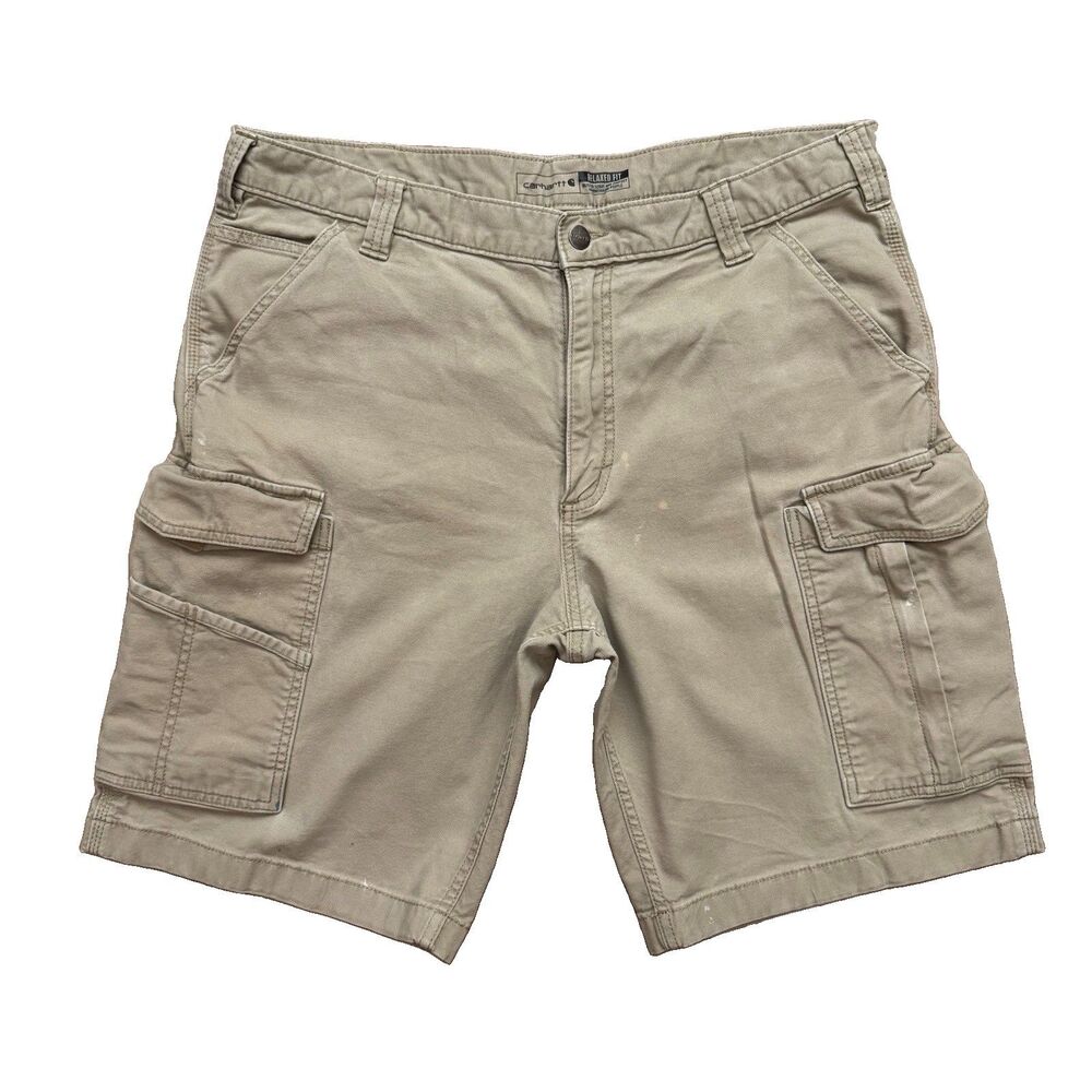 Carhartt Men's Beige Cargo Shorts Force Size 38 Relaxed Fit Workwear
